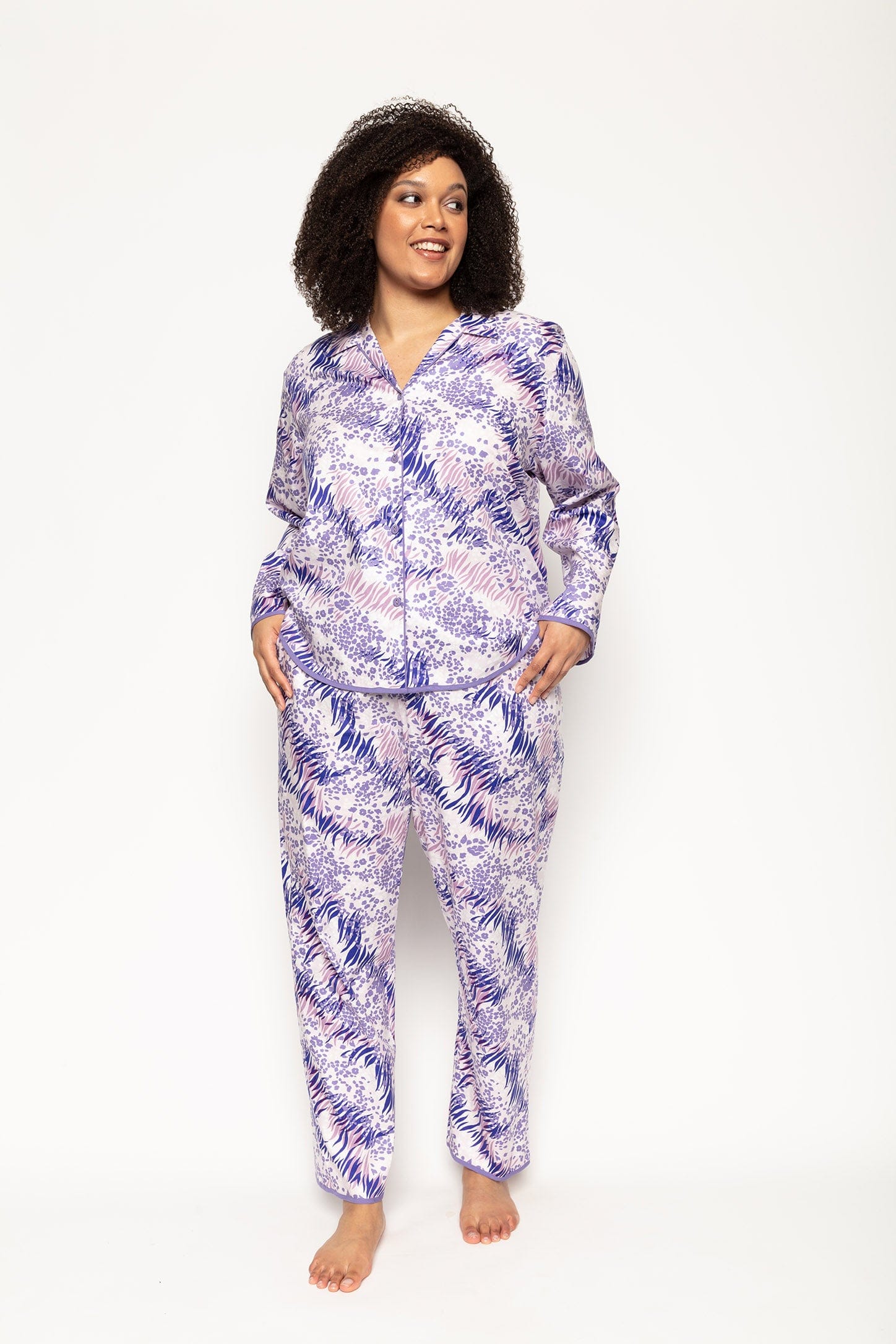 Camila Lilac Animal Print Pyjama Top - Image 2