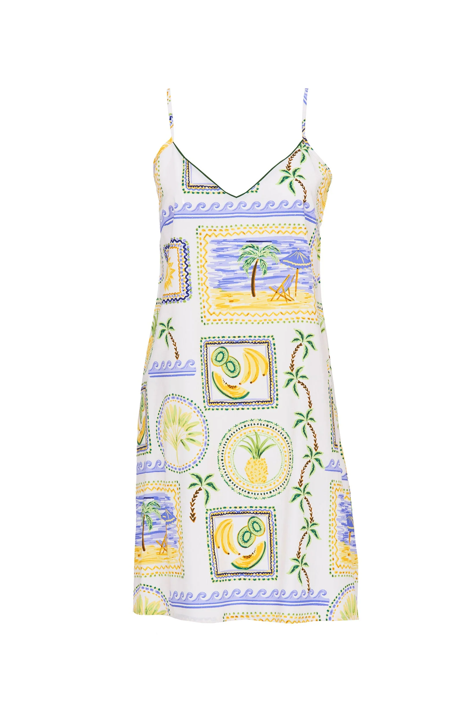 Cora Postcard Short Nightdress - Green