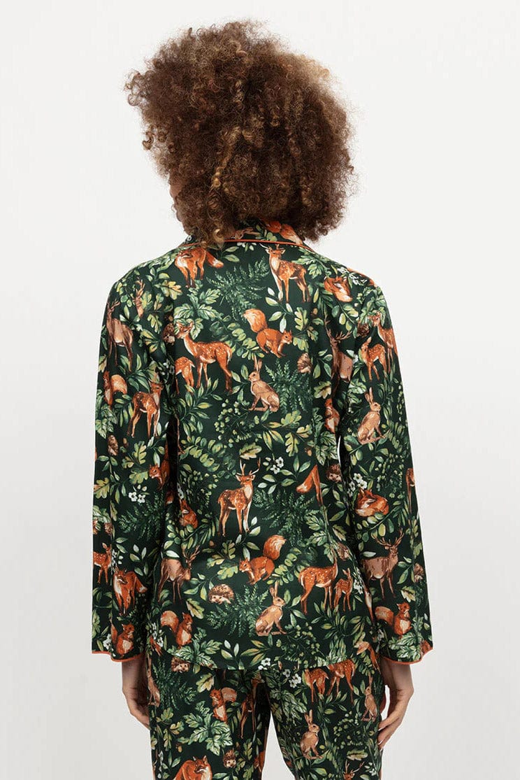 Forrest Woodland Print Pyjama Set - Dark Green - Image 4