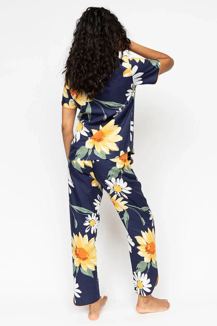 Georgina Floral Pyjama Set - Navy - Image 4