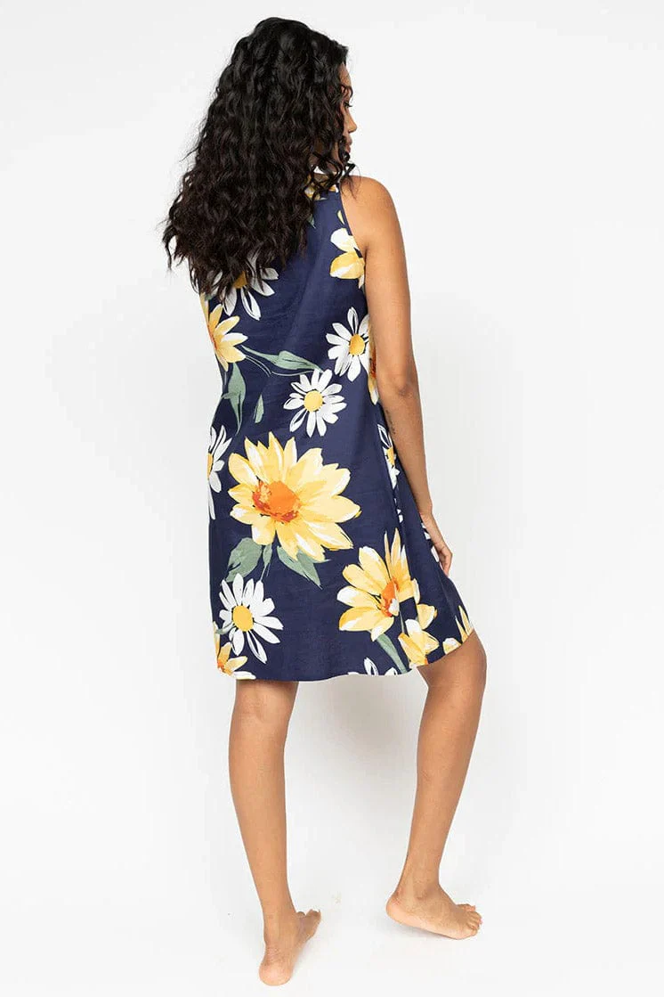 Georgina Floral Short Nightdress - Navy - Image 4