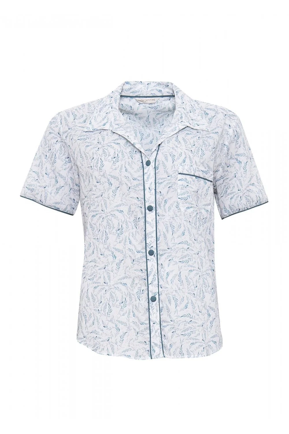 Grace Aqua Print Short Sleeve Pyjama Top