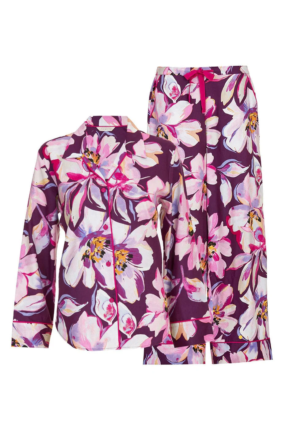 Hazel Floral Wide Leg Pyjama Set - Purple