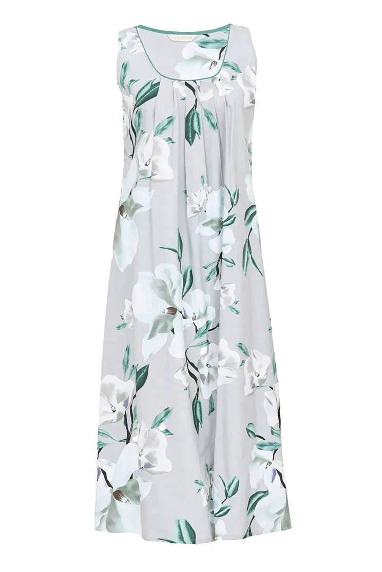 Kallie Floral Long Nightdress - Grey Mix