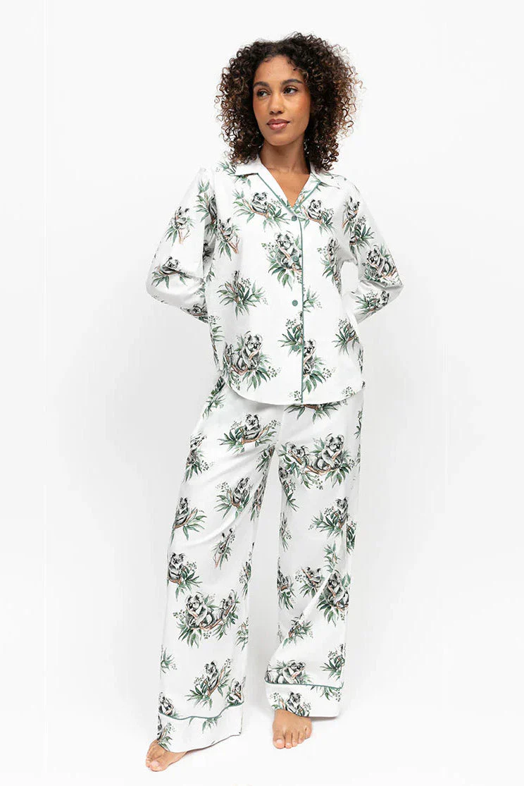 Kallie Koala Wide Leg Pyjama Set - White Mix - Image 3