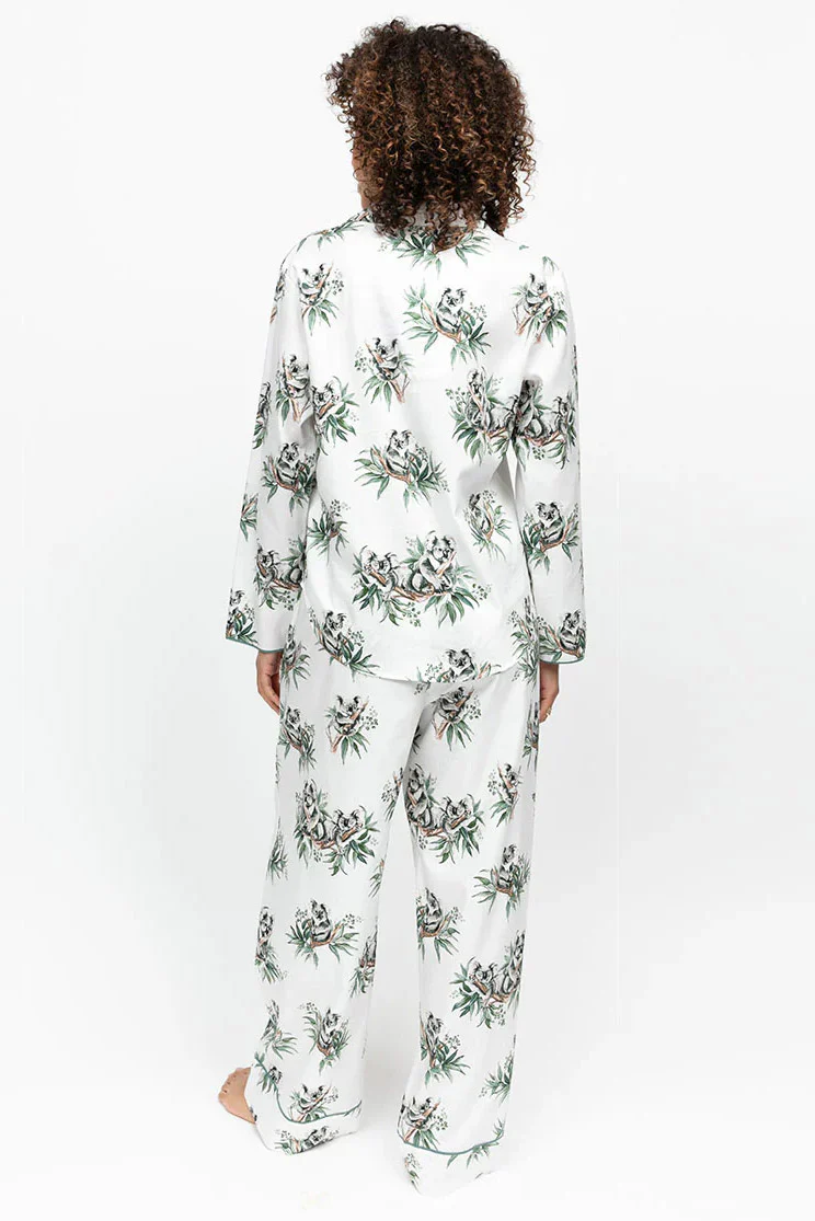 Kallie Koala Wide Leg Pyjama Set - White Mix - Image 4