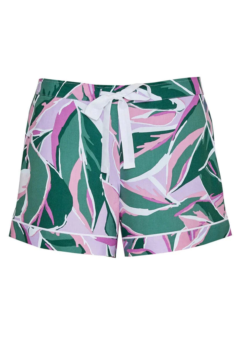 Lexi Leaf Print Cami and Shorts Pyjama Set - Green/Pink - Image 6