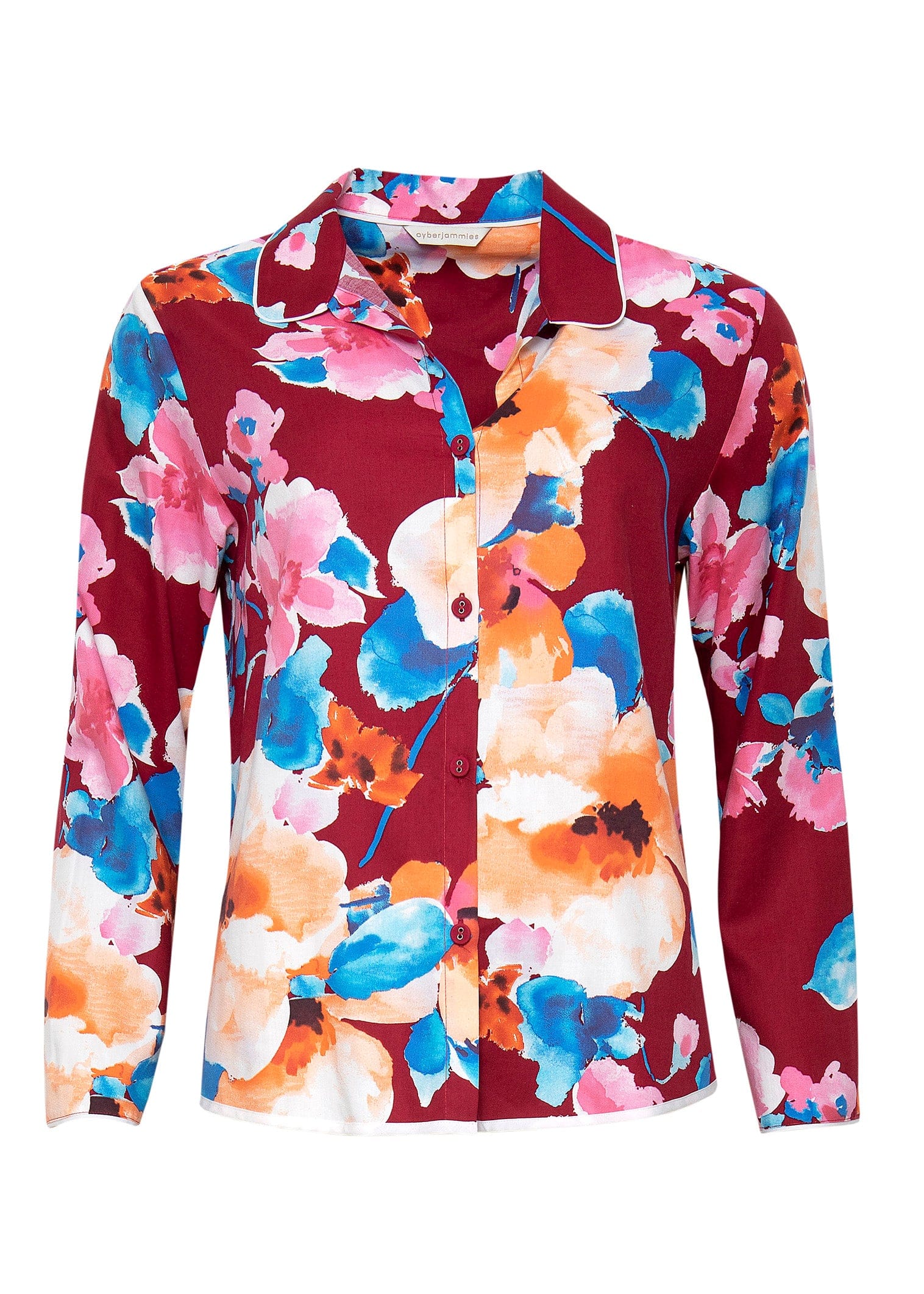 Megan Floral Print Pyjama Top - Red/Multi