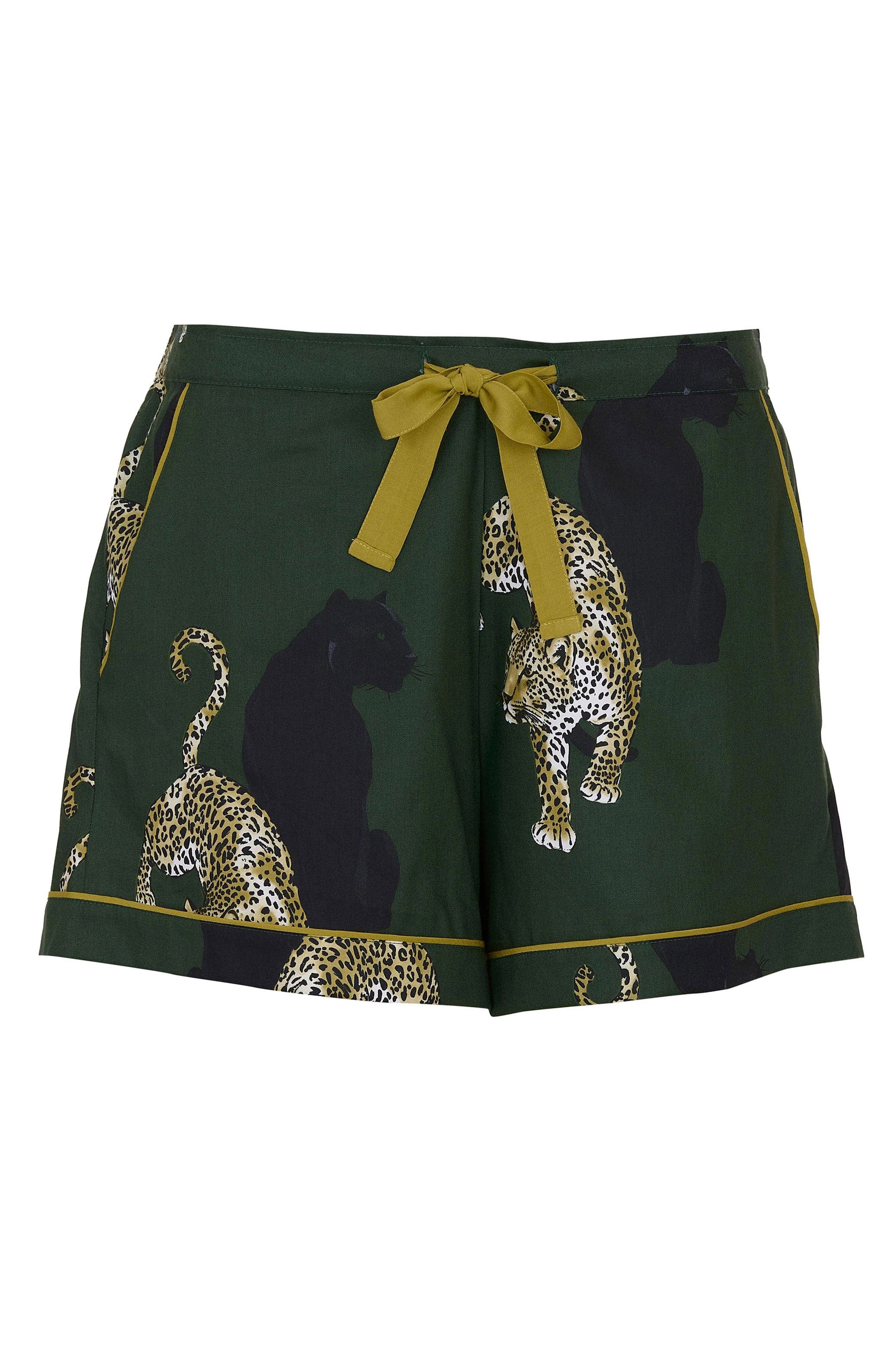 Olive Leopard Print Shorts - Olive