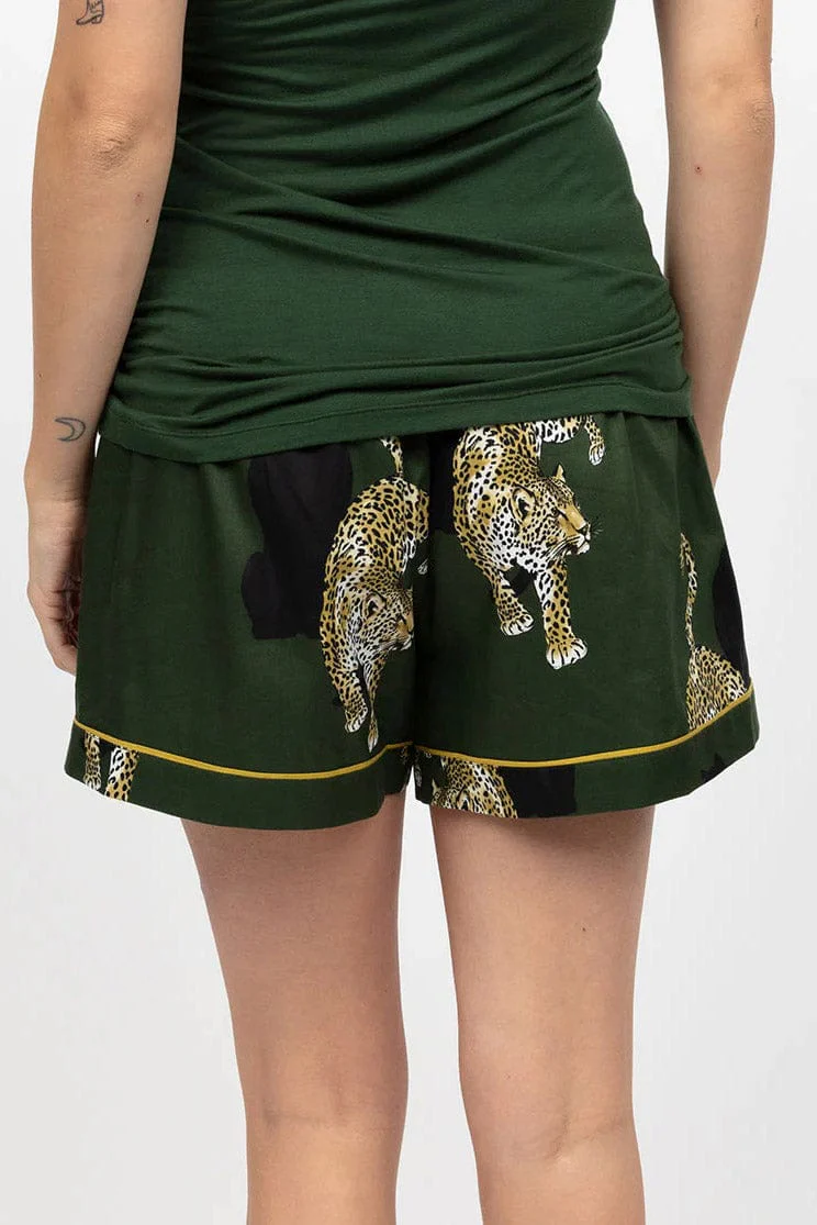 Olive Leopard Print Shorts - Olive - Image 3