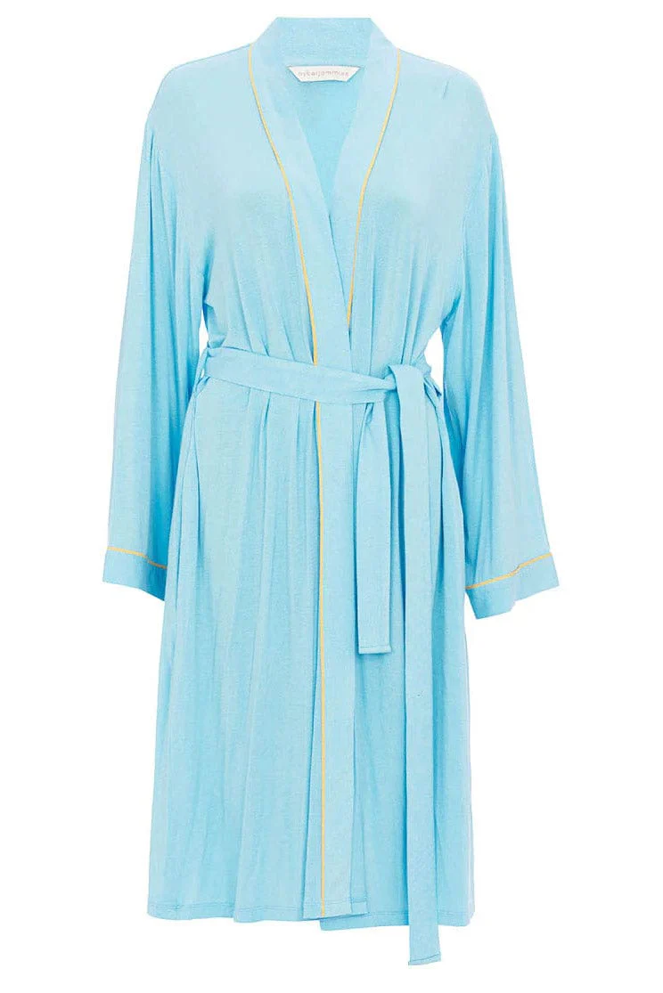 Paige Jersey Short Dressing Gown - Blue