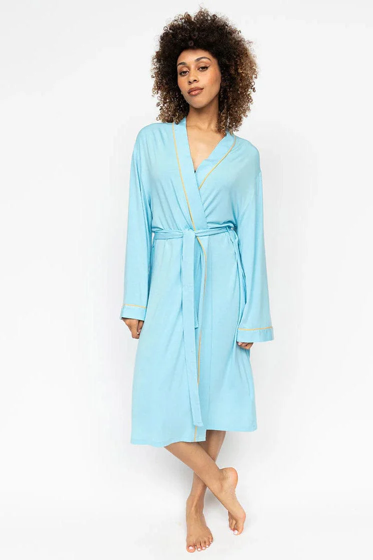 Paige Jersey Short Dressing Gown - Blue - Image 2