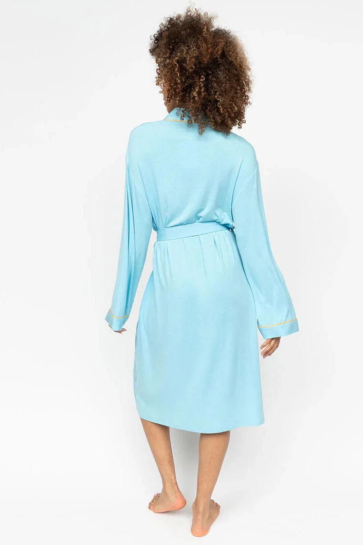 Paige Jersey Short Dressing Gown - Blue - Image 3
