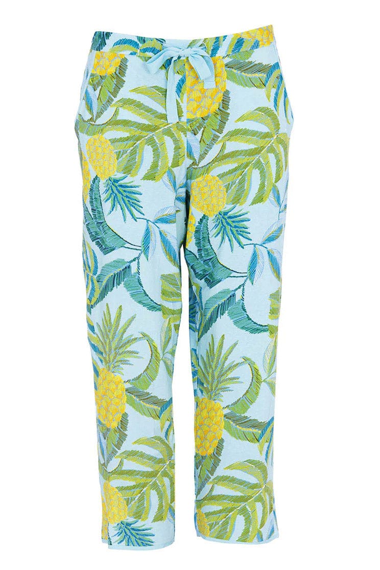 Paige Pineapple Jersey Cropped Pyjama Set - Blue - Image 6