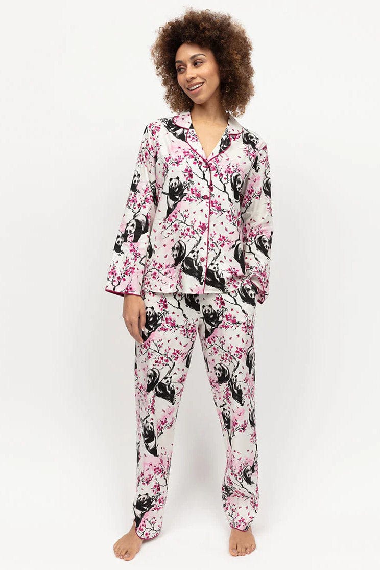Penelope Panda Print Pyjama Trousers - White - Image 4
