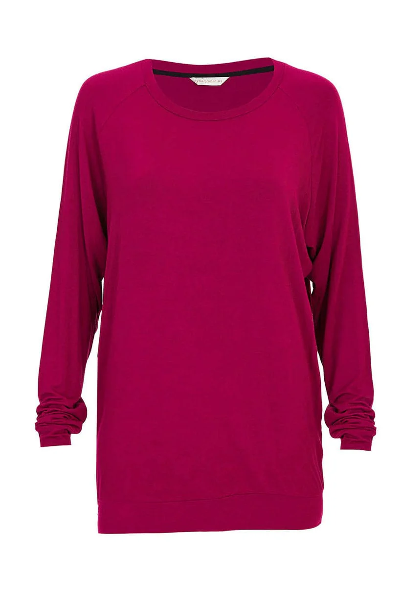 Penelope Slouch Jersey Pyjama Top - Berry