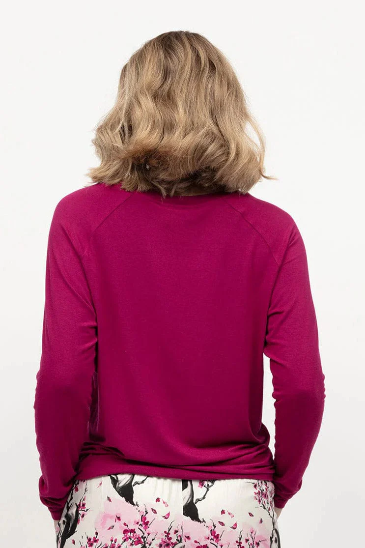 Penelope Slouch Jersey Pyjama Top - Berry - Image 4