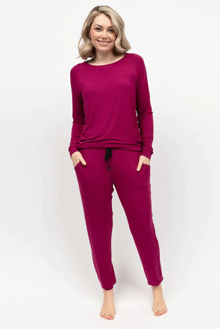 Penelope Slouch Jersey Pyjama Top - Berry - Image 5