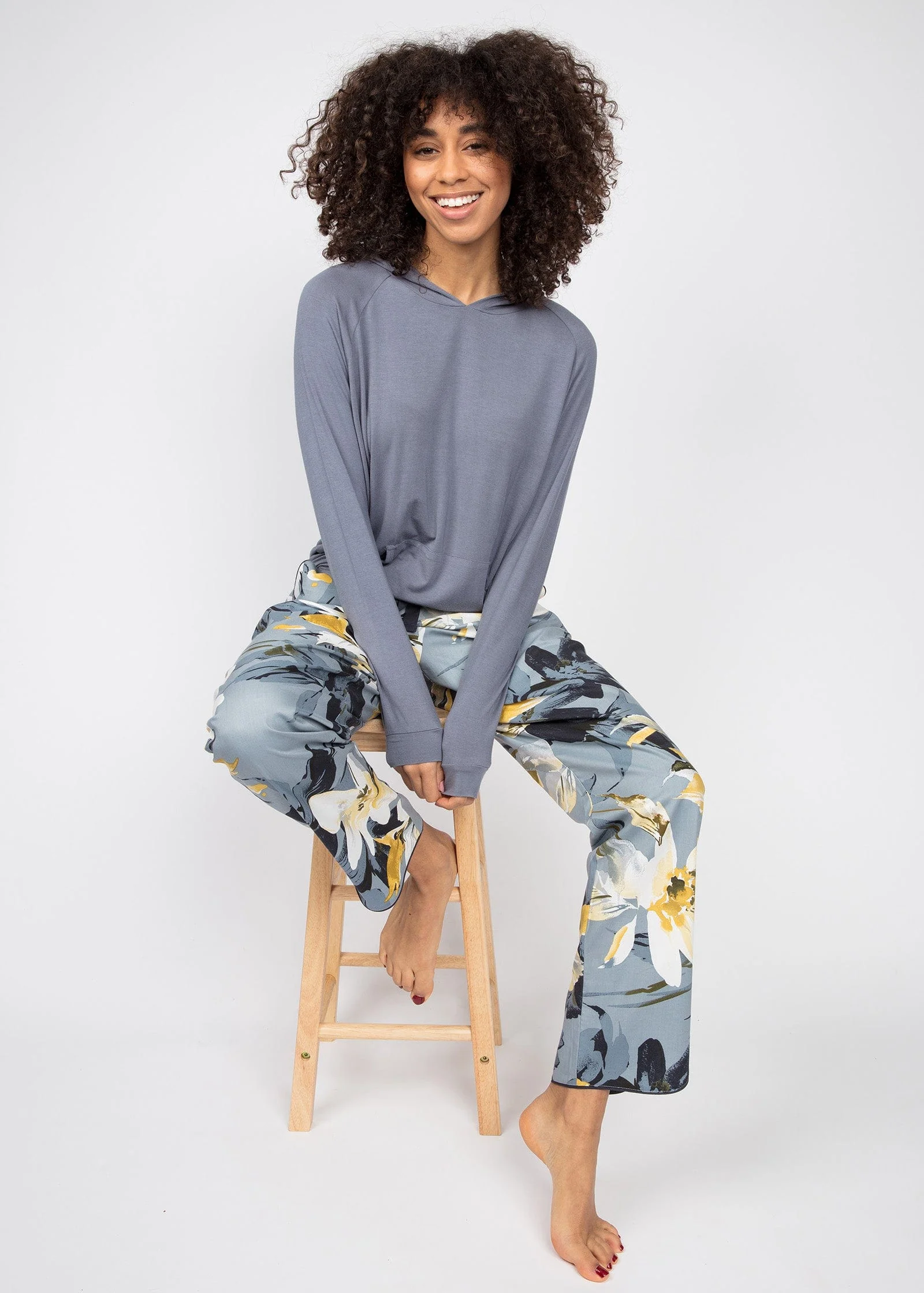Rachel Plain Jersey Lightweight Hoodie - Grey - Image 4
