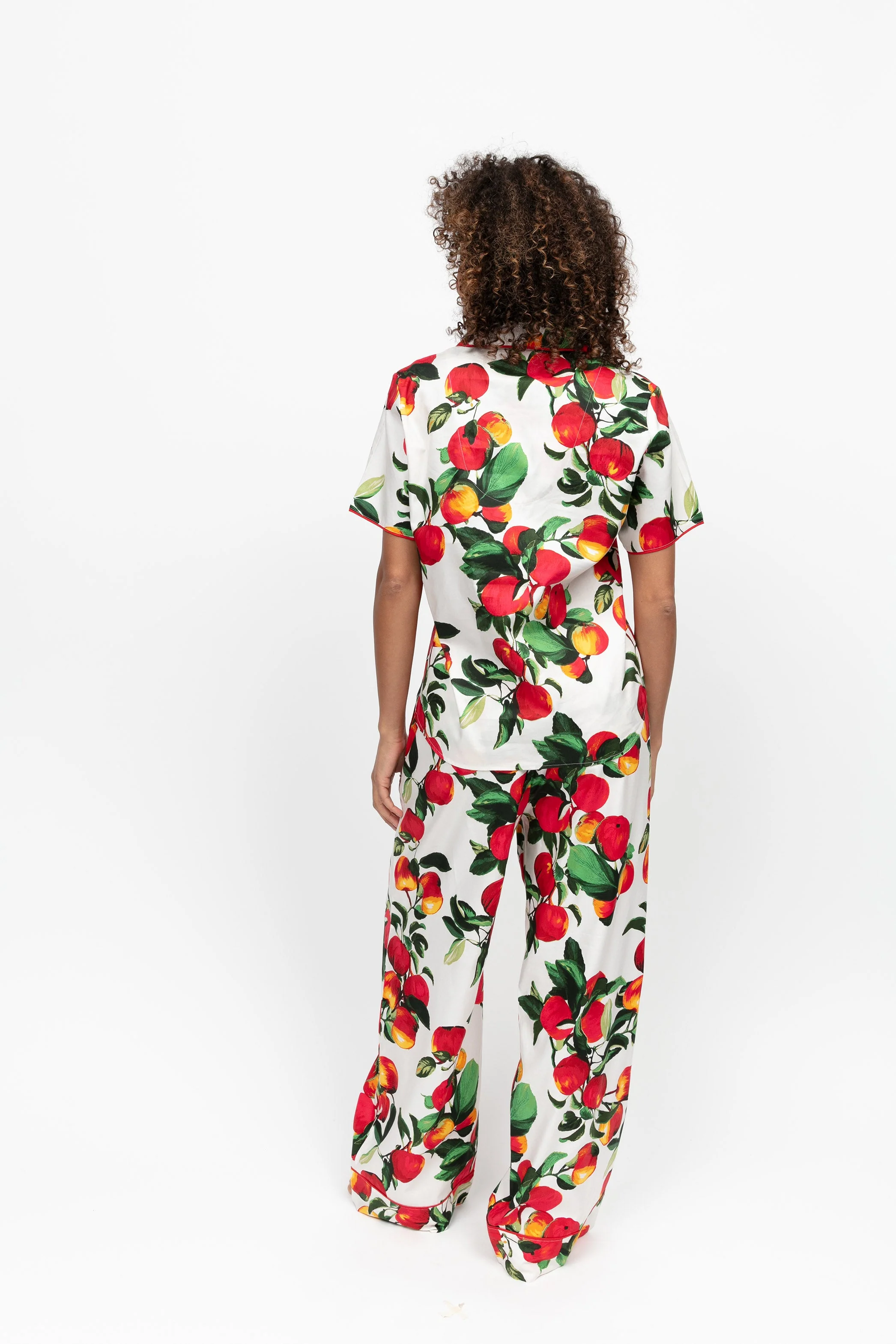 Tara Apple Wide Leg Pyjama Set - Red - Image 3
