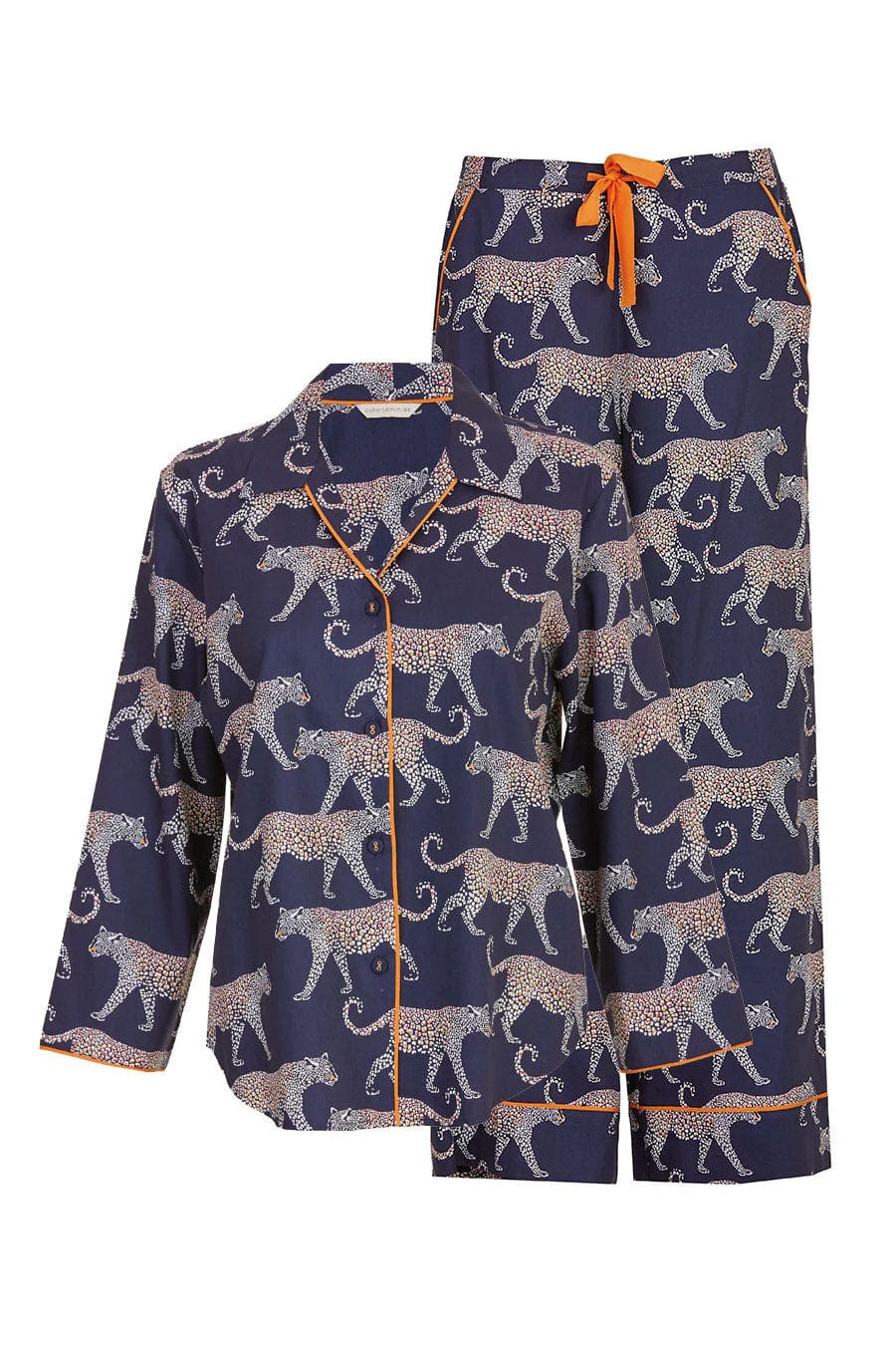 Taylor Leopard Print Pyjama Set - Navy
