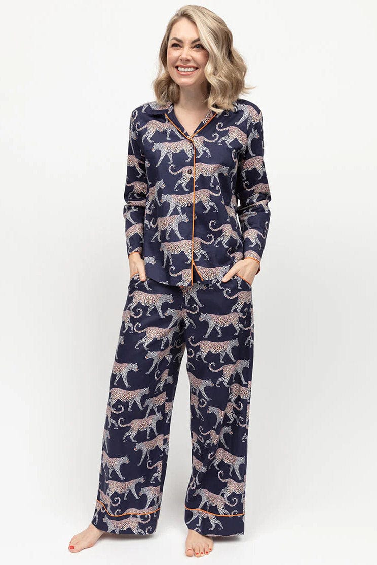 Taylor Leopard Print Pyjama Set - Navy - Image 3