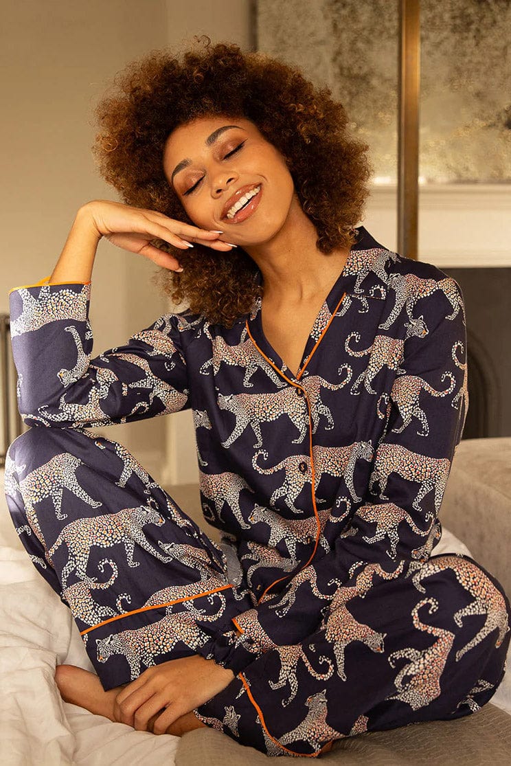 Taylor Leopard Print Pyjama Set - Navy - Image 5