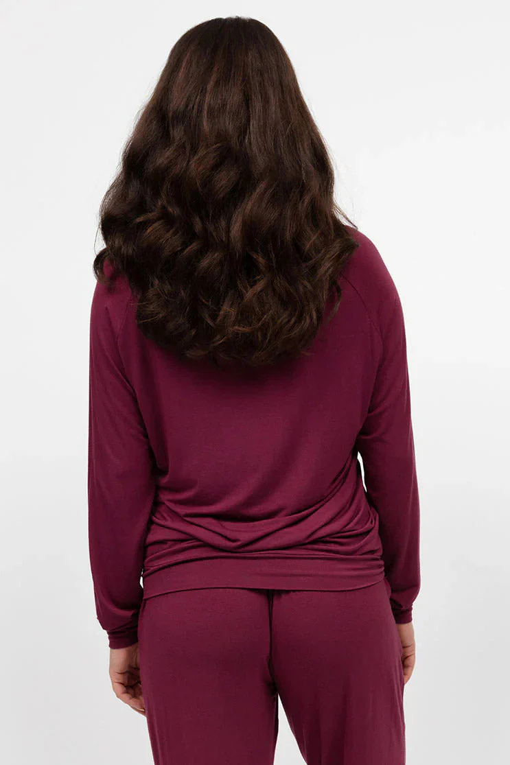 Yasmin Slouch Jersey Pyjama Set - Ox Blood - Image 4