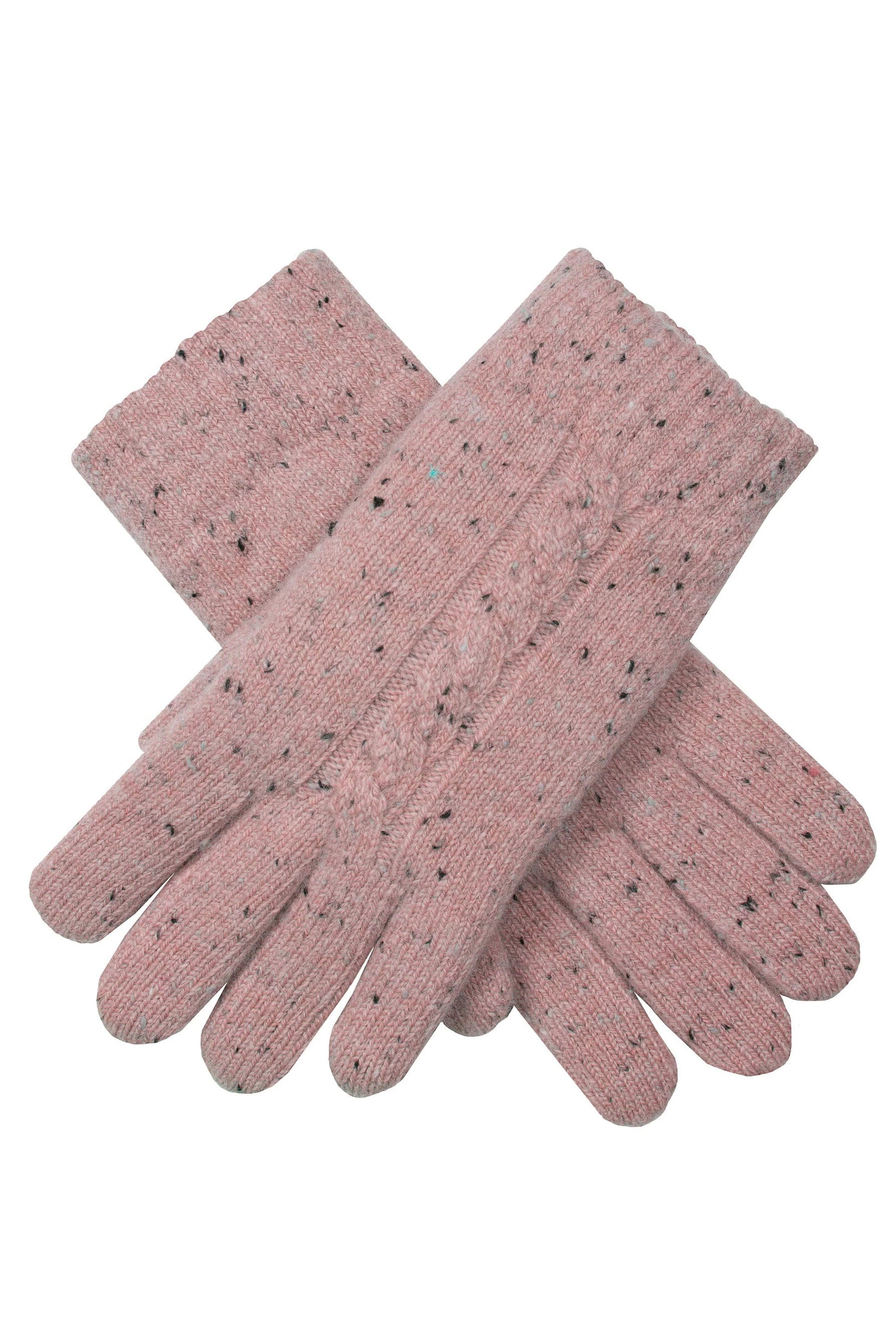 Cable Knit Marl Gloves - Powder Pink