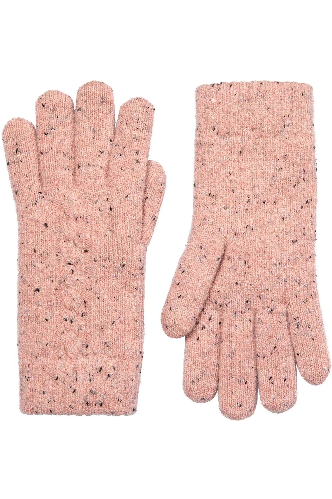 Cable Knit Marl Gloves - Powder Pink - Image 2