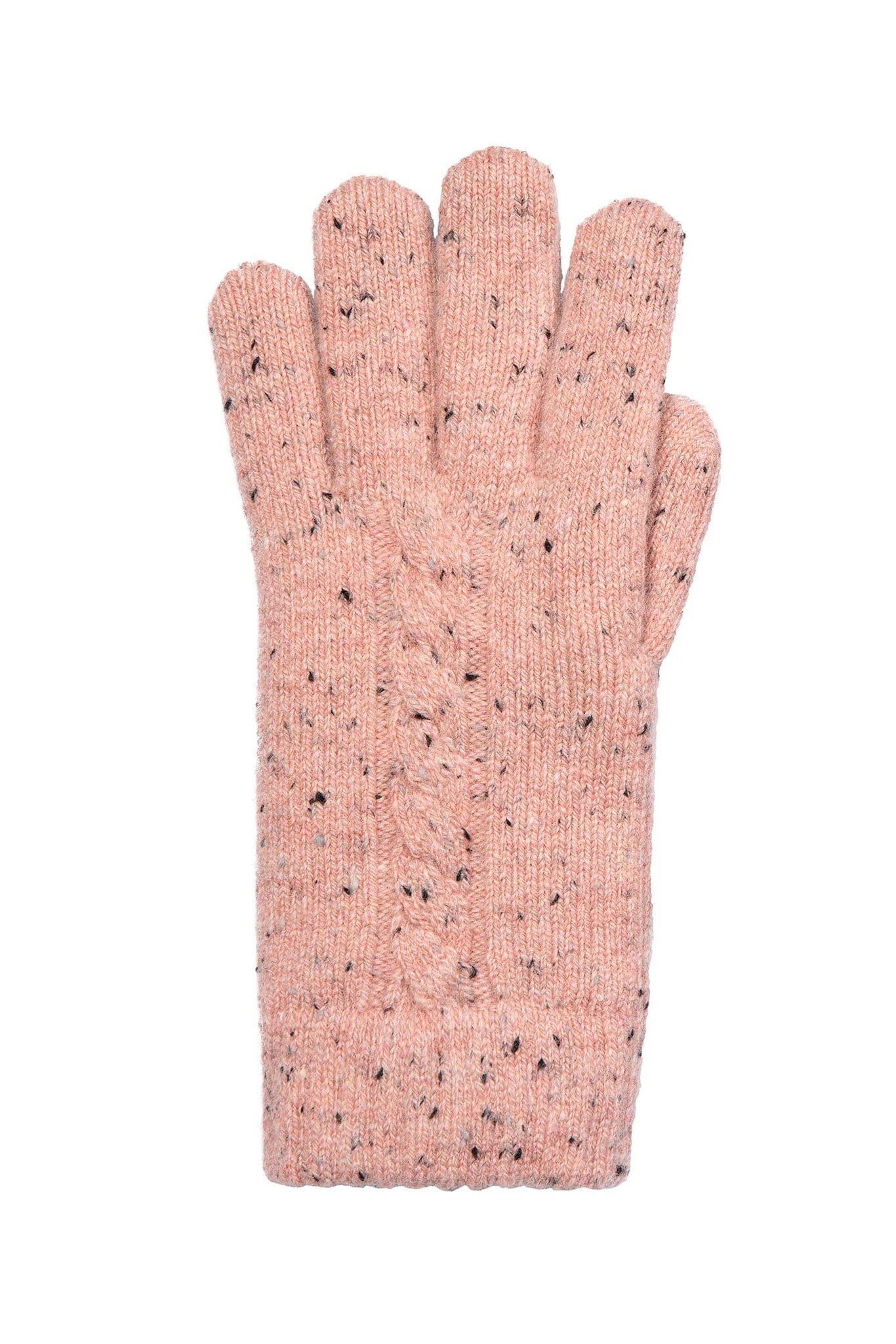 Cable Knit Marl Gloves - Powder Pink - Image 3