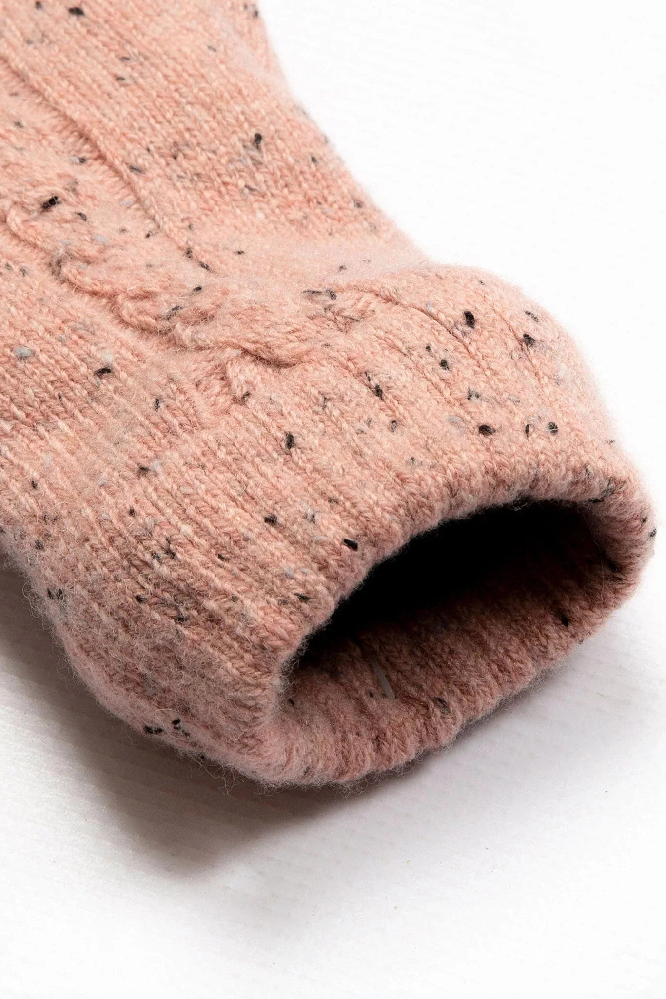 Cable Knit Marl Gloves - Powder Pink - Image 5
