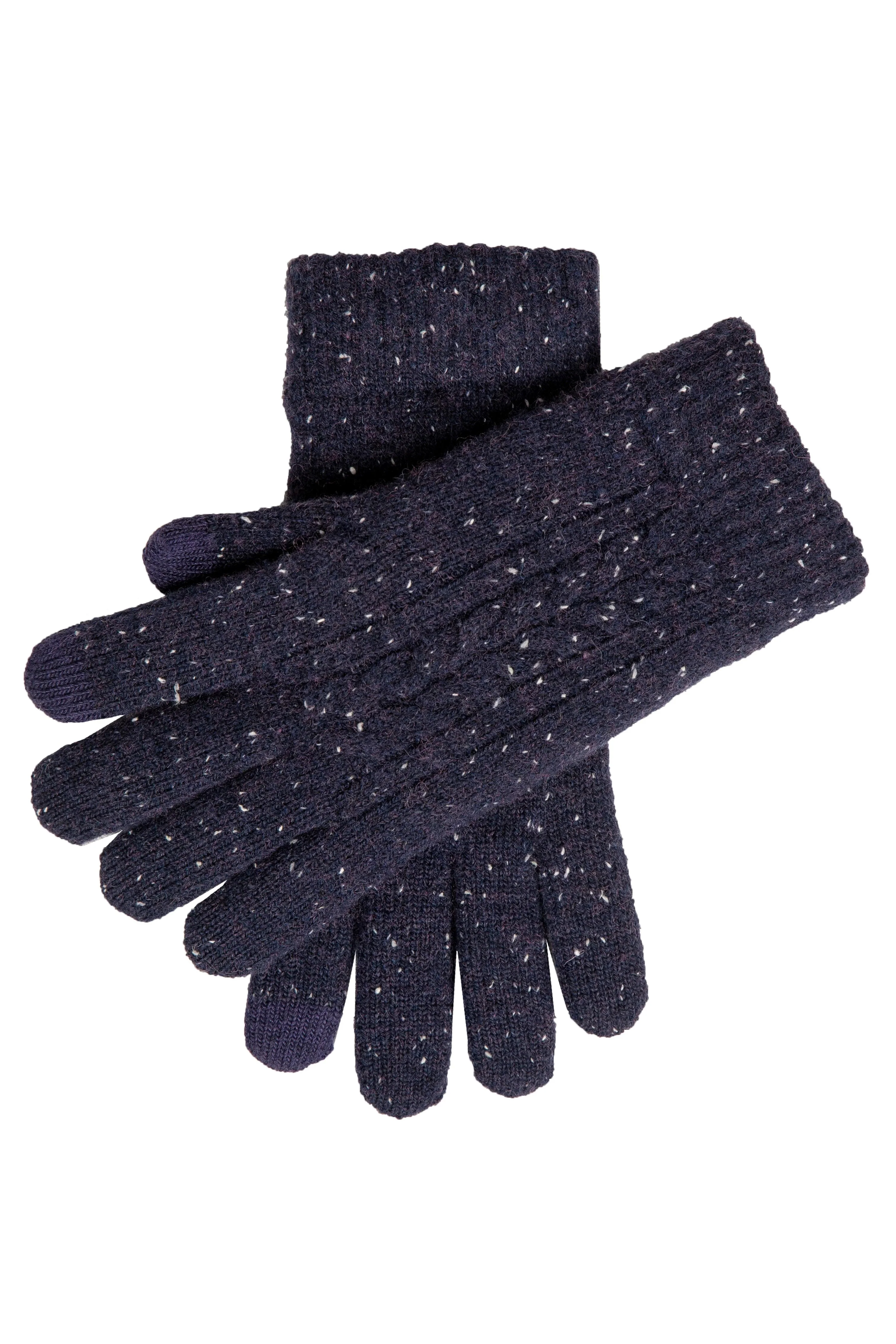 Cable Knit Marl Touchscreen Gloves - Navy