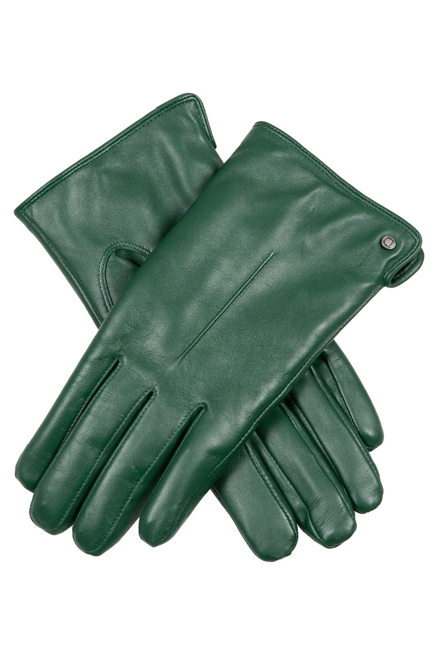 Faux Fur-Lined Touchscreen Leather Gloves - Forest