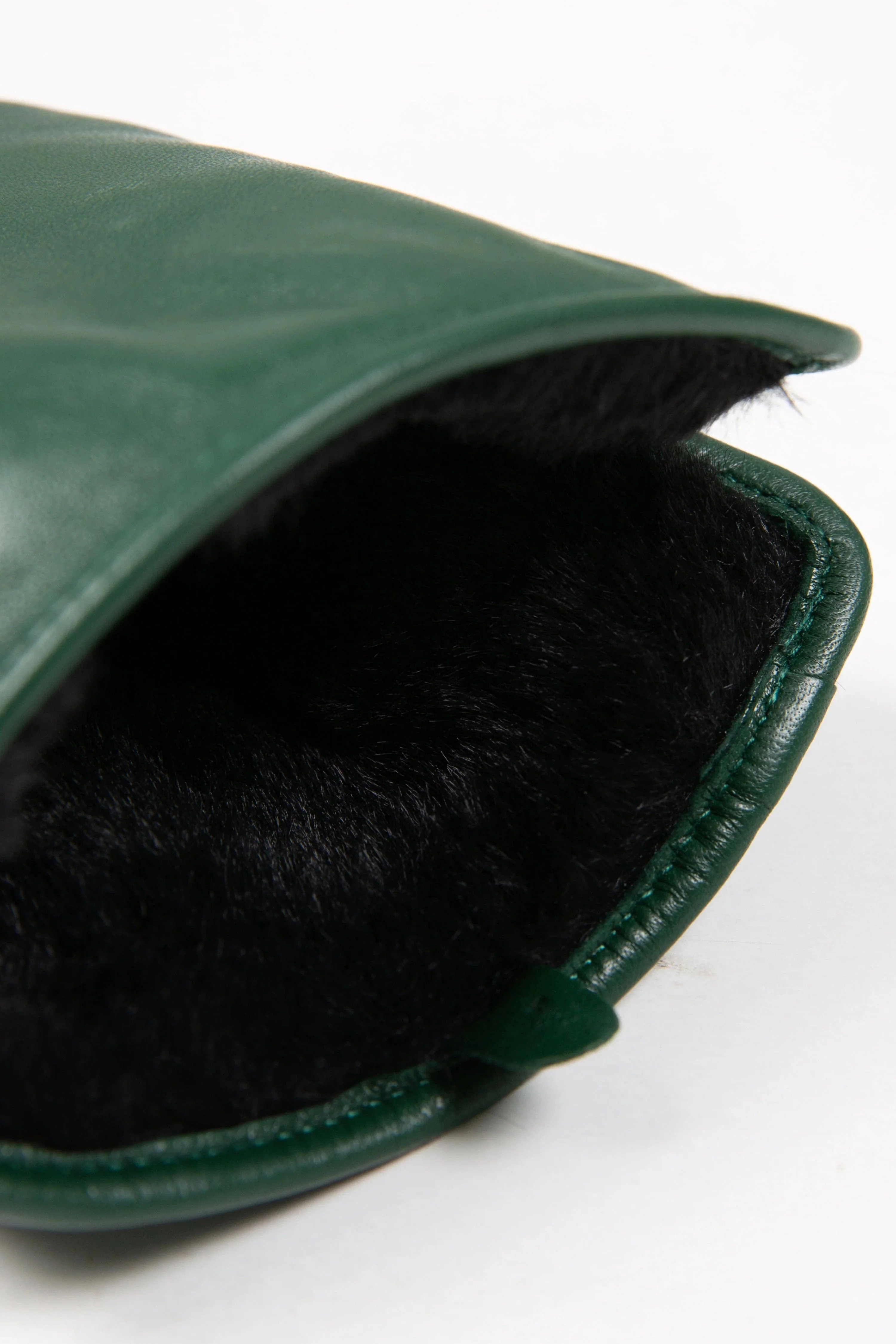 Faux Fur-Lined Touchscreen Leather Gloves - Forest - Image 6
