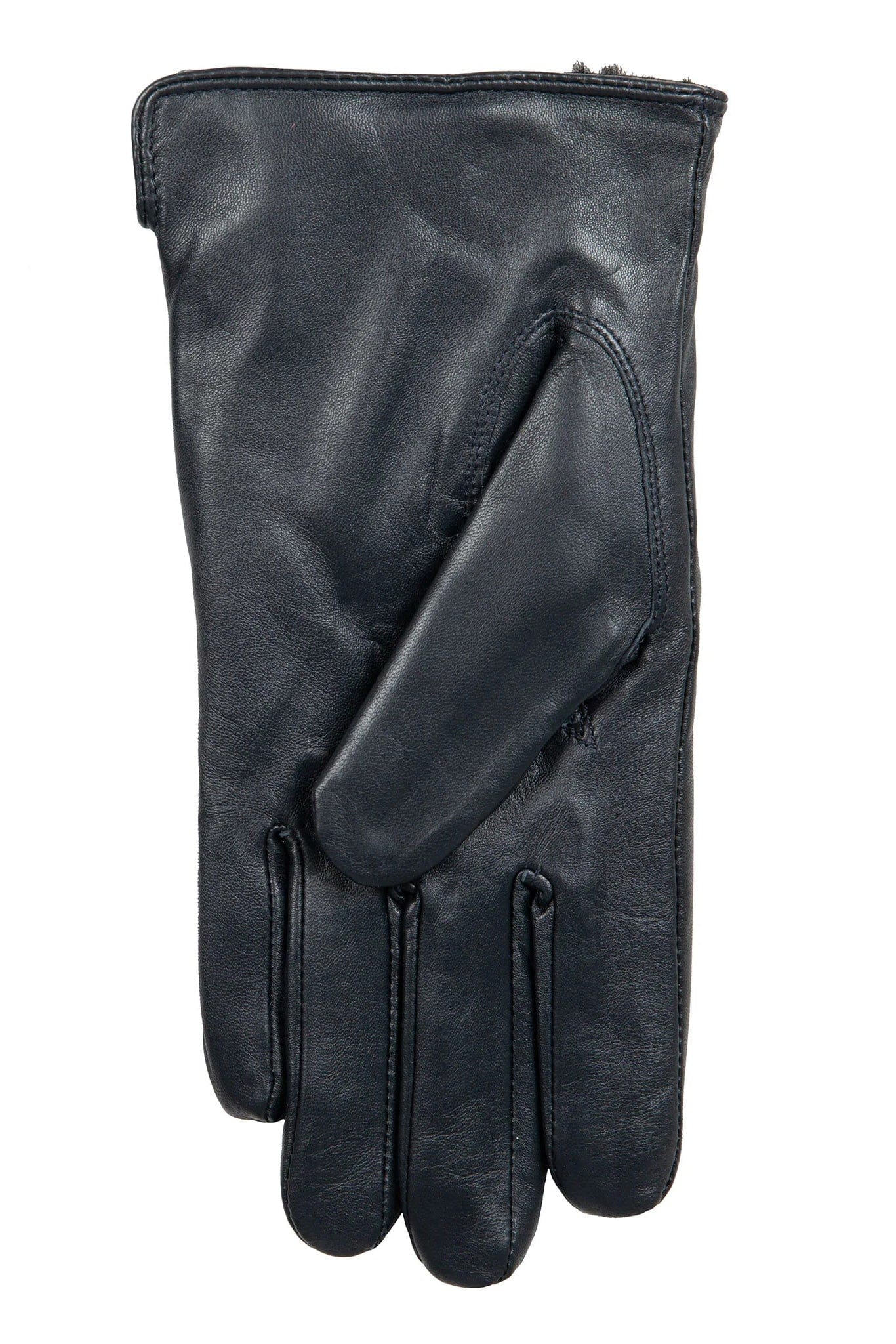 Faux Fur-Lined Touchscreen Leather Gloves - Navy - Image 4