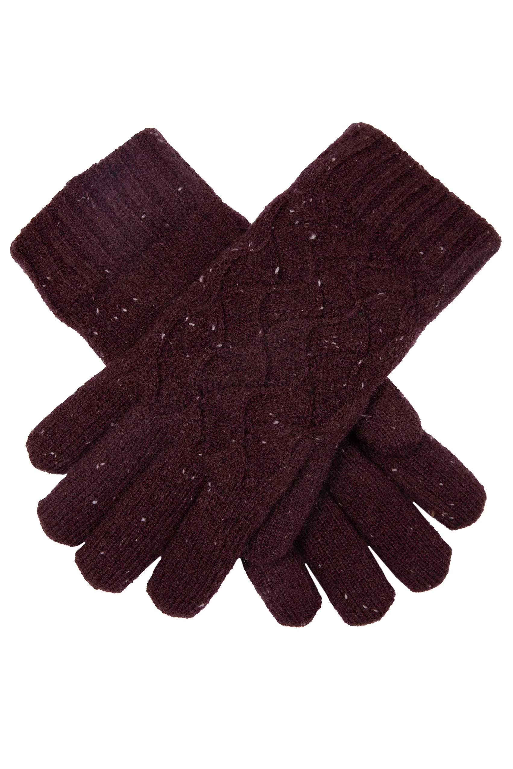 Womens Knitted Marl Gloves - Burgundy
