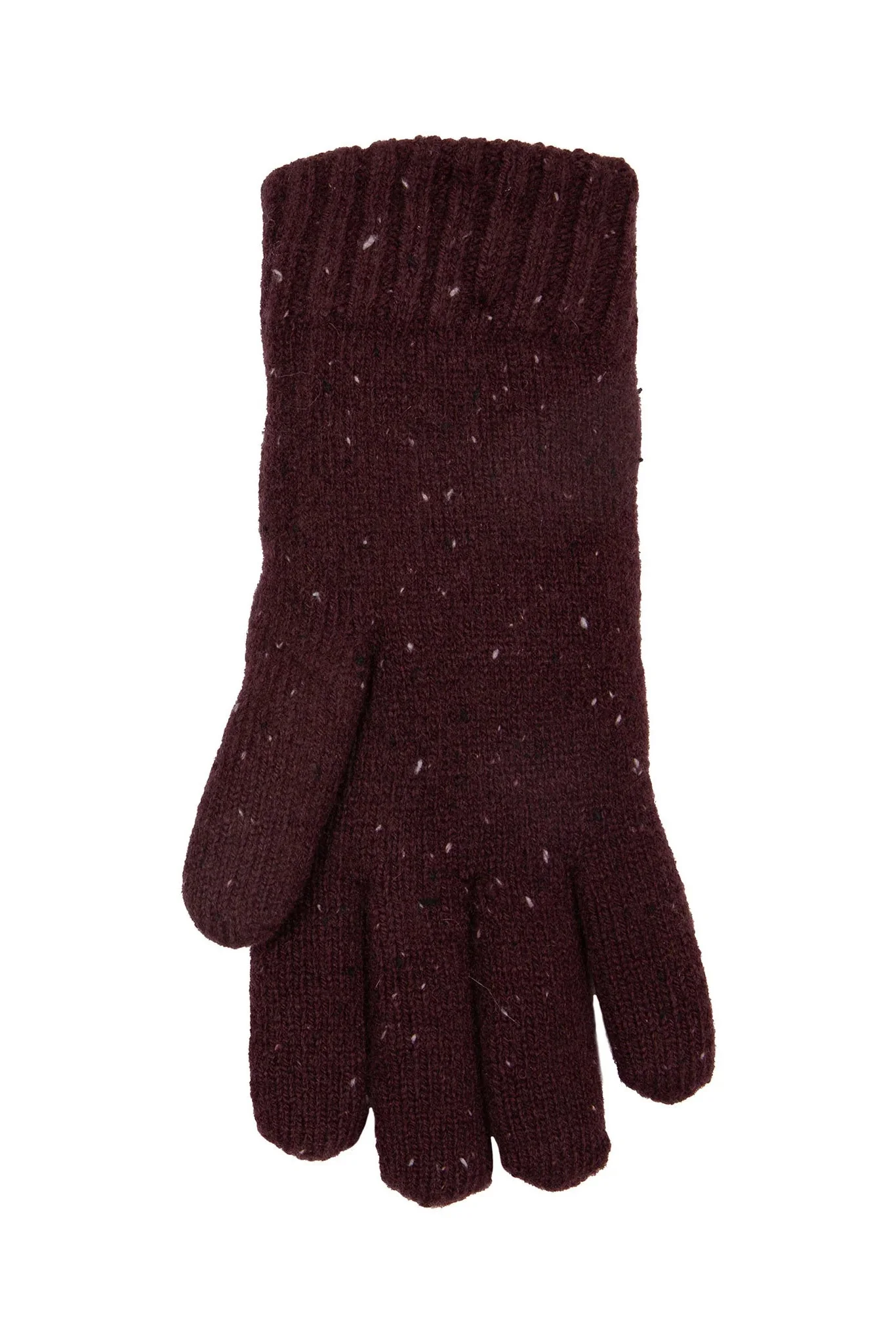 Womens Knitted Marl Gloves - Burgundy - Image 3
