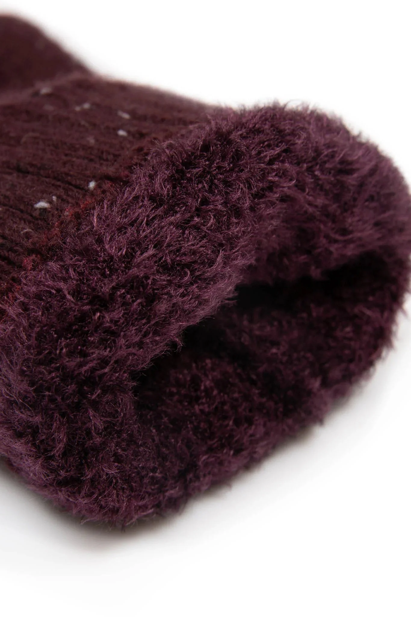 Womens Knitted Marl Gloves - Burgundy - Image 4