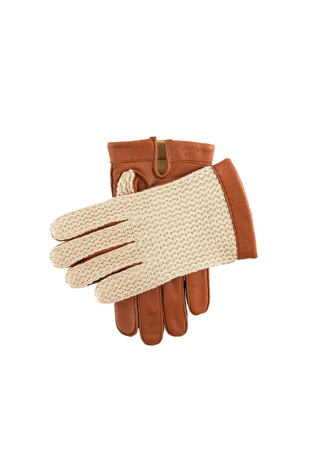 Mens Cotswold Warm Lined Crochet Back Driving Gloves - Cognac