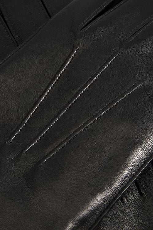 Mens Hastings Leather Fleece Lined Gloves - Black - Image 2