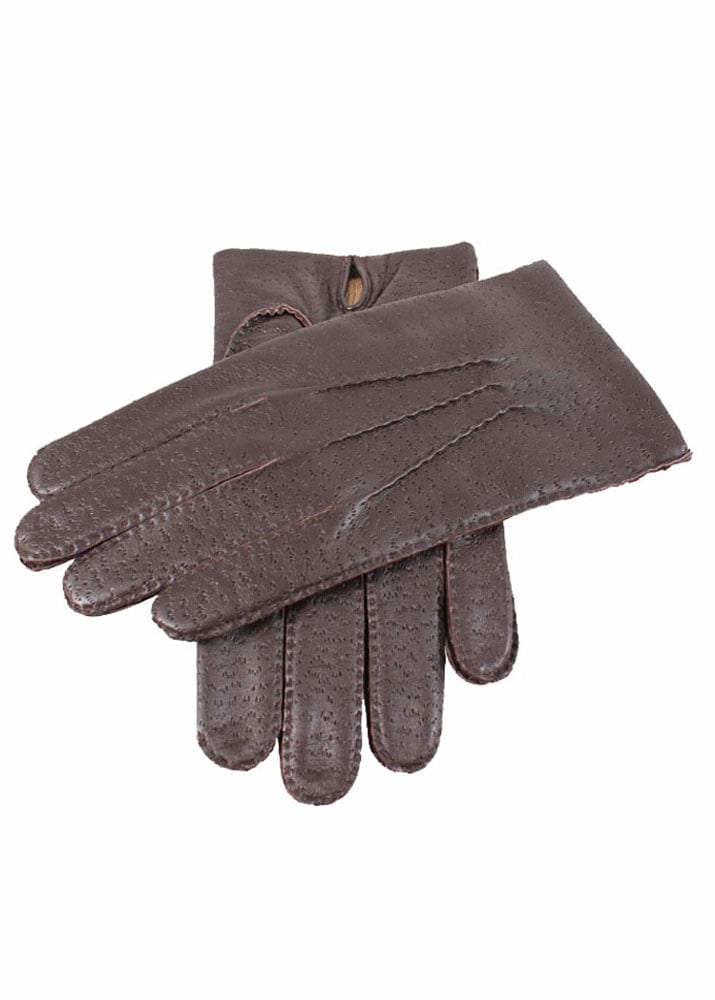 Mens Kent Handsewn Imitation Peccary Leather Gloves - Brown