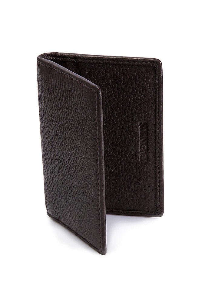 Mens Pebble Grain Leather RFID Card Holder - Chocolate