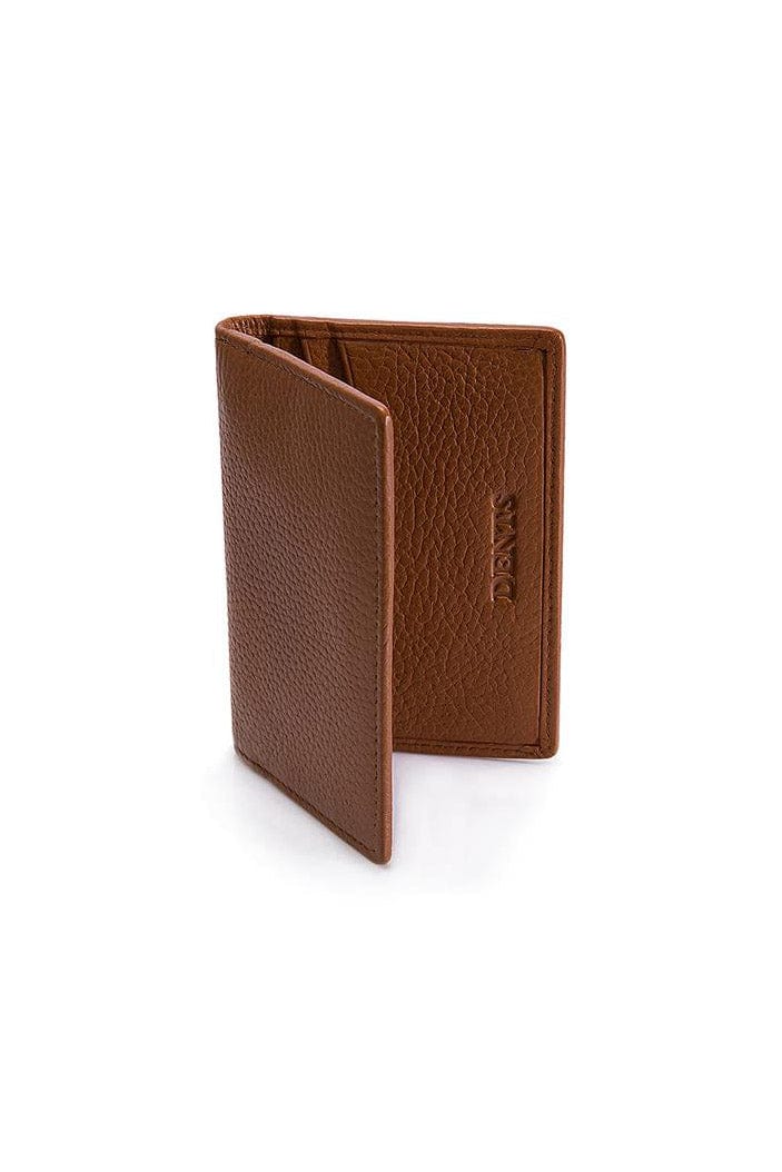 Mens Pebble Grain Leather RFID Card Holder - Cognac