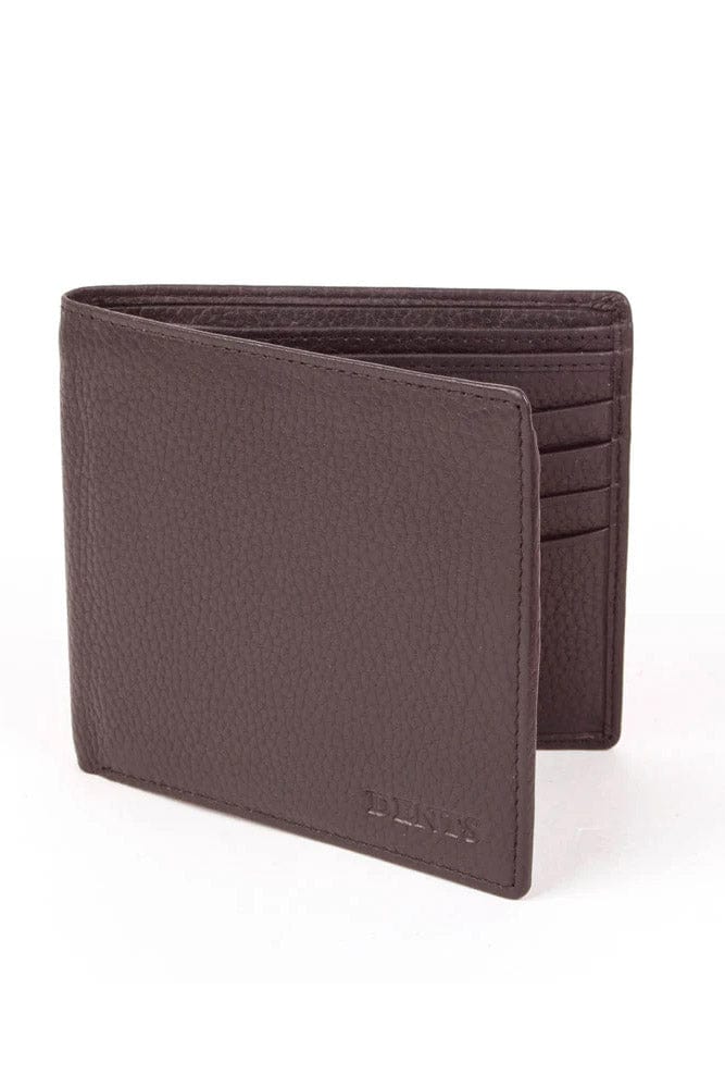 Mens Pebble Grain Leather Slim RFID Billfold Wallet - Chocolate