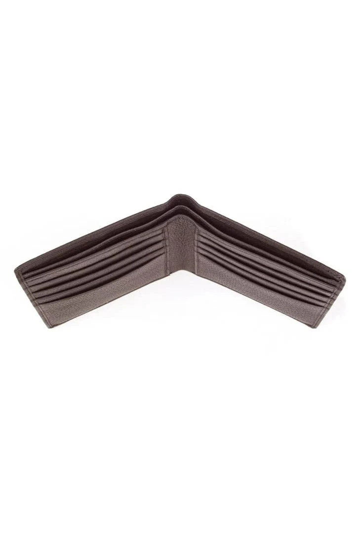 Mens Pebble Grain Leather Slim RFID Billfold Wallet - Chocolate - Image 2
