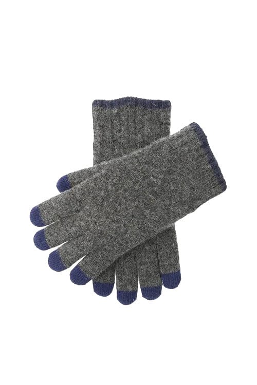 Mens Touchscreen Knitted Gloves - Charcoal/Navy