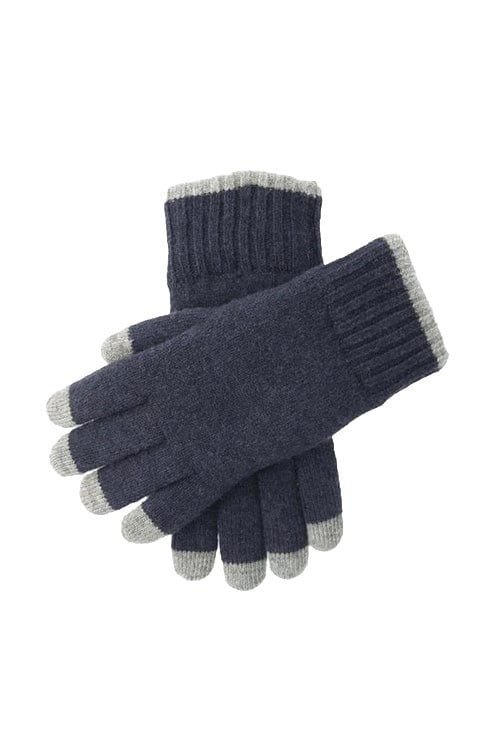 Mens Touchscreen Knitted Gloves - Navy/Slate