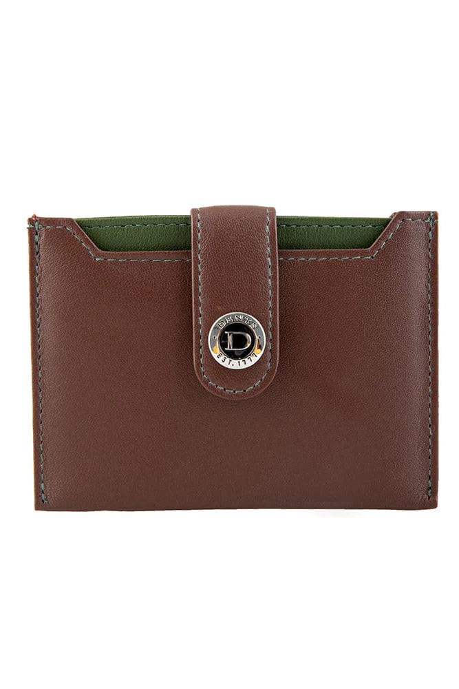 RFID Protected Leather Credit Card Holder - Tan/Olive