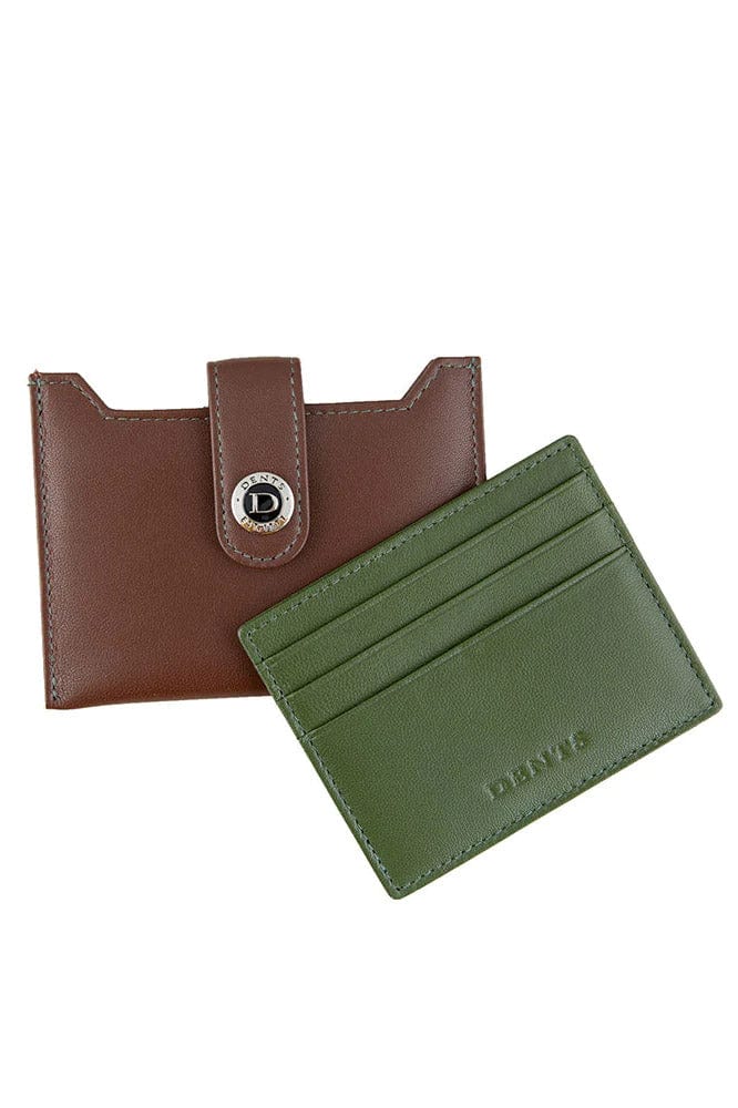 RFID Protected Leather Credit Card Holder - Tan/Olive - Image 2